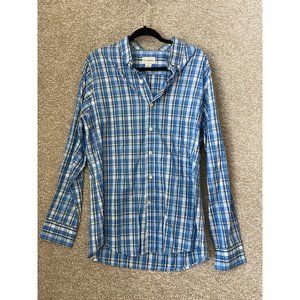 Rio Man Blue Plaid Long Sleeve Button Down Dress Shirt Size Large